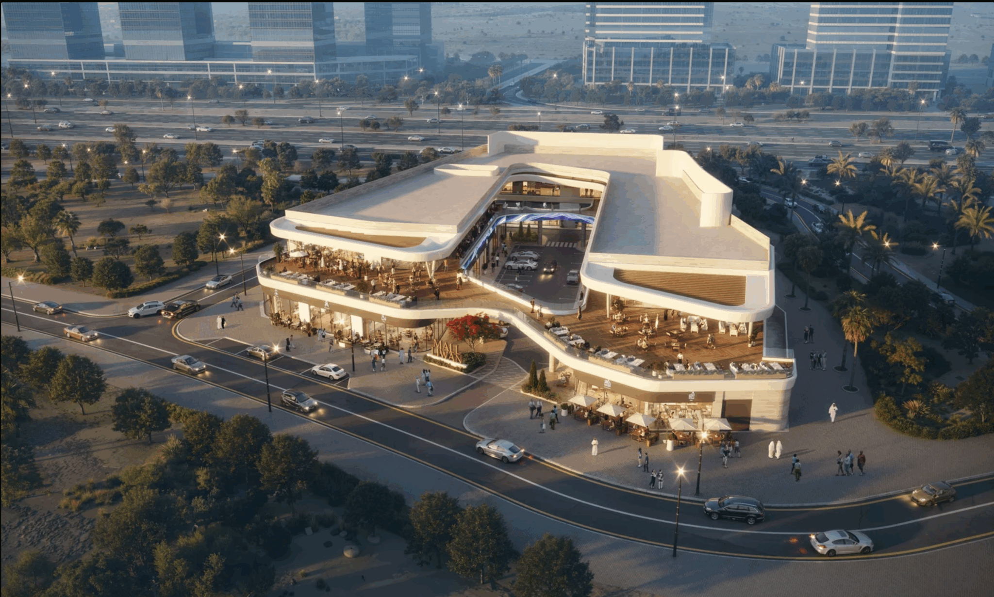 Aerial view of Liwan Mall in Dubailand, developed by KeyMavens Group under the leadership of Eng. Munthir Al Ali.